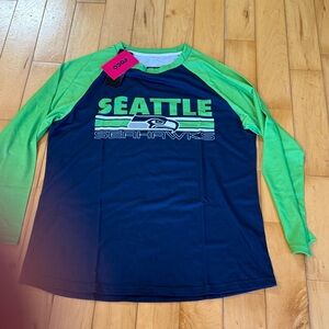 NFL Seattle Seahawks Navy & Neon Green Long-Sleeve Raglan Tee
